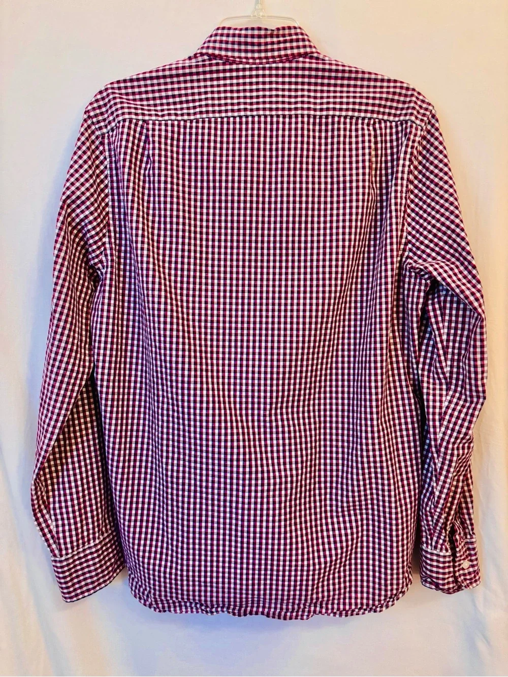 Gingham Button Down Shirt J.Crew Flex Washed Red Navy M